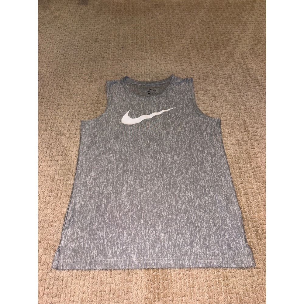 Nike Boys Dri-FIT Grey Space Dye Sleeveless Training Tank Top XL Kids